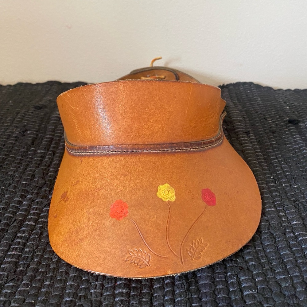 Hand Tooled Leather Visor Hat